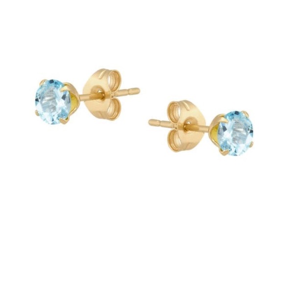 14K YELLOW GOLD aquamarine studs and pendant set REAL GOLD 🩵 vintage - Picture 14 of 15